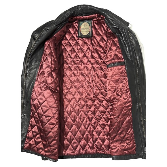 VTG Members Only Insulated Black Soft Leather Long Jacket Men’s Size Large - Picture 10 of 13